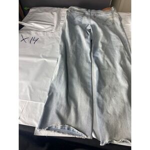 Levi's Girls Wide-Leg Jeans Size 14 Light Wash Distressed Raw Hem Adjustable